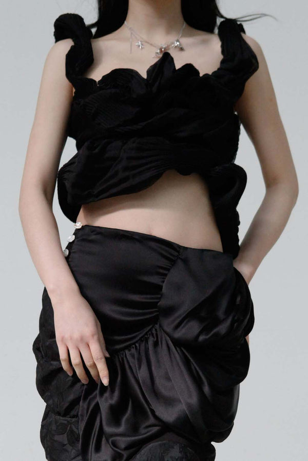 CAROLINE HU Crinkled Shell Top SS22BKT02